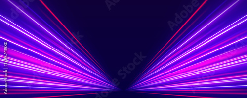 Abstract neon light rays with colorful motion trails of city lights. Vector PNG ideal for futuristic banners, digital backgrounds, or speed effects. Vibrant luminous energy style.