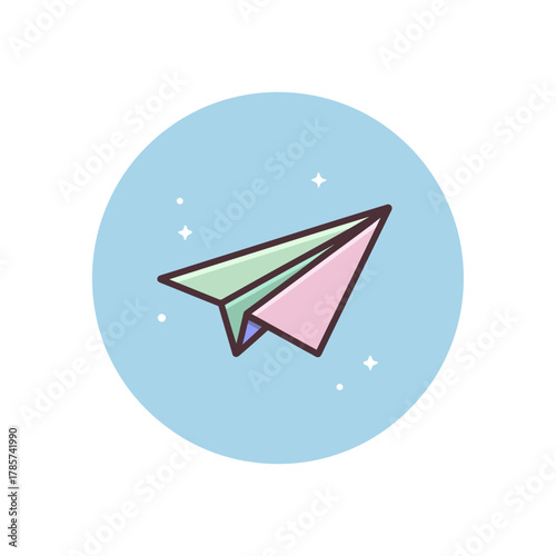 A 2D graphic of a paper airplane ready to send or deliver