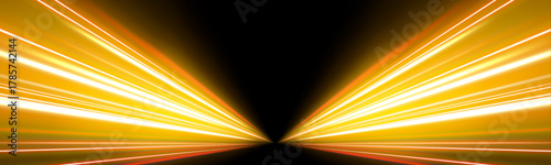 Curved neon speed lines with glowing particles isolated on transparent background. Ideal for digital motion design, racing banners, or futuristic visuals. Vibrant glowing style.