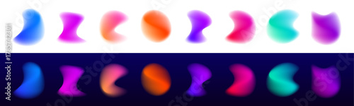 Round neon gradient banner isolated on white transparent background in PNG vector format. Perfect for badges, labels, or digital design projects. Sleek luminous frame effect.