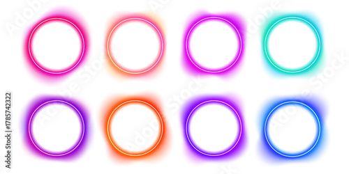 Abstract circular banner with vivid gradient glow isolated on transparent background. Perfect for digital design or product labels. Modern bright aesthetic.