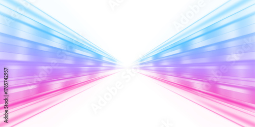 Pink-blue glowing streaks flow over a transparent PNG, representing fast digital energy. Polygonal shapes orbit neon lines. Perfect for futuristic tech or AI visuals.