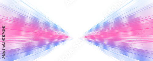 Pink-blue neon streaks twist across a transparent PNG, symbolizing speed, innovation, and data flow. Polygonal shapes orbit glowing lines. Great for AI visuals.