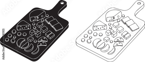 Cheese Board Icon Vector Illustration Charcuterie Appetizer Platter Graphic Element