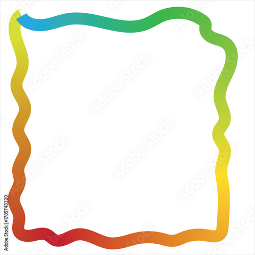 Gradient color line boundary square 3d with wavy line art illustration
