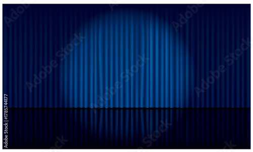 vector illustration of spotlight on blue curtain