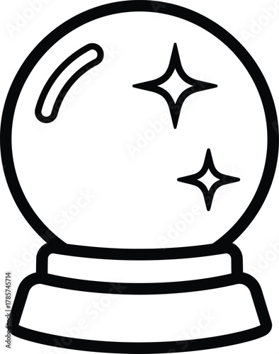 Crystal ball vector illustration fortune teller magic ball outline icon eps silhouette