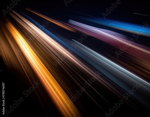 Light streaks, abstract, motion blur, dark background