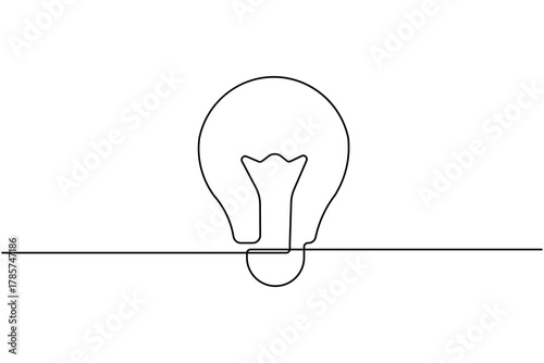 Minimalist light bulb icon single line art  concept  illustration on white background