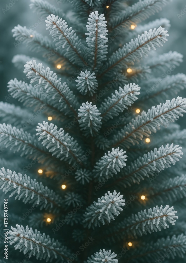 Fototapeta premium Frosted pine tree lights