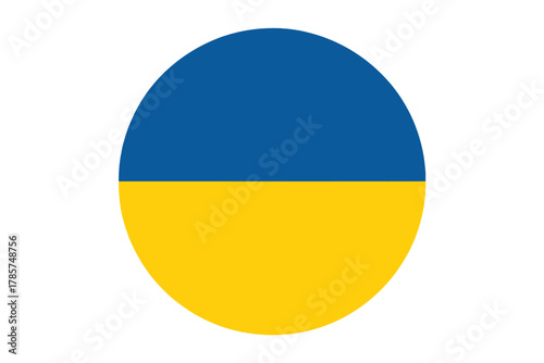 Ukrainian flag in a circle simple vector illustration of national symbol isolated on white background