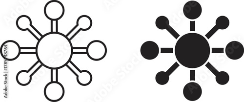 Vector atom molecule icon illustration for science and technology design eps silhouette