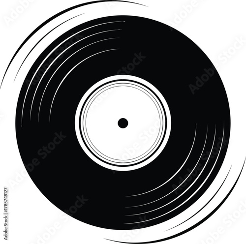 Vinyl record illustration black and white music audio disc vector image eps silhouette