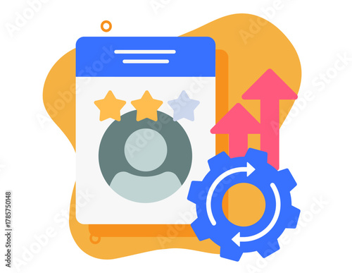 Skills improve icon, quality self growth vector, internship trainee level up enhancement illustration, expert rank rating position boost, career score performance increase, professional development