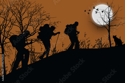 silhouette of a man and a tree