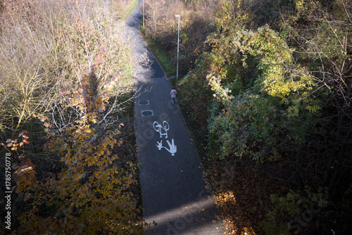Pedestrian and bicycle path, sports and recreation.
