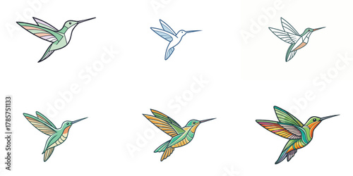 A seamless vector pattern featuring a colorful collection of flying bird silhouettes for nature and decoration design