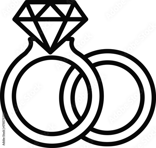 Wedding rings diamond engagement rings marriage rings vector outline eps silhouette