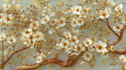 Delicate white blossoms adorn twisting branches in a serene setting during springtime