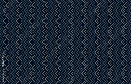 Geometric abstract seamless pattern with vertical zigzag line in blue n grey on dark blue background. Vector illustration, for masculine shirt lady dress cloth cover decoration textile wallpaper 