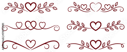 Decorative Heart Flourishes and Swirls - Set of 6