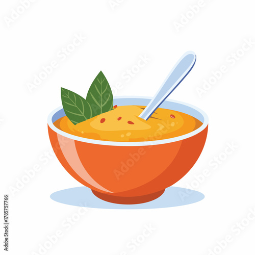 Warm vector soup bowl with a spoon a cozy and comforting meal illustration