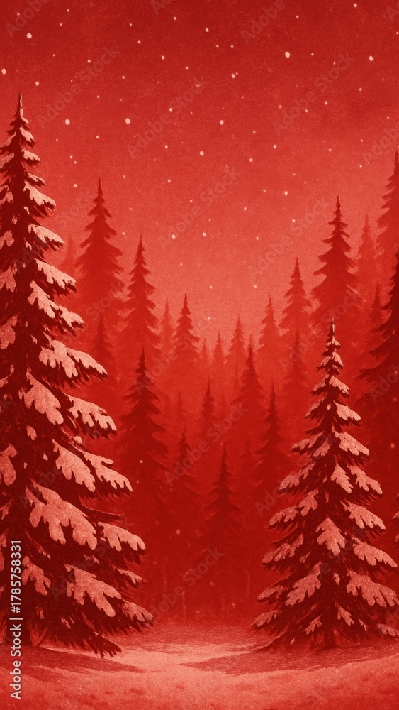 Obraz premium Serene red forest landscape mobile wallpaper