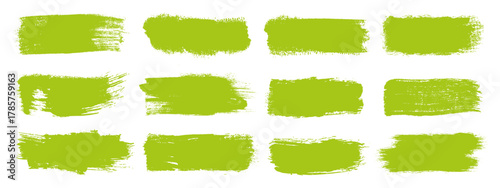 Brush stroke set, green calligraphy ink paint lines, bold brush smears, sketchy brush strokes grunge, organic tags and labels for fresh ecology designs, bold lines and squiggles marker stripe