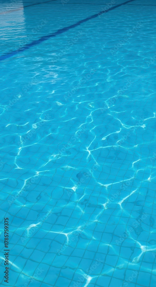 Obraz premium Clear blue swimming pool water with sunlit surface ripples