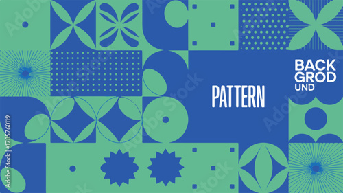 abstract geometric background with cutlery and colorful pattern design