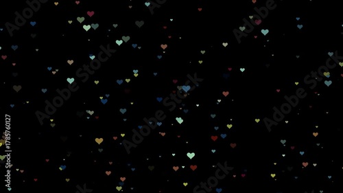Romantic, festive or wedding background with soft moving hearts. Confetti in the form of hearts for Valentine's Day.