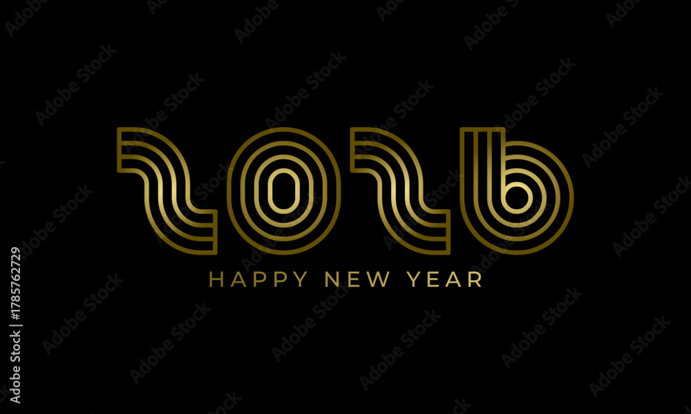 Obraz premium 2026 happy new year luxury golden art deco text design, stylish numbers festive celebrations and greeting cards Vector Happy new year 2026 design. 2026 logo text design.