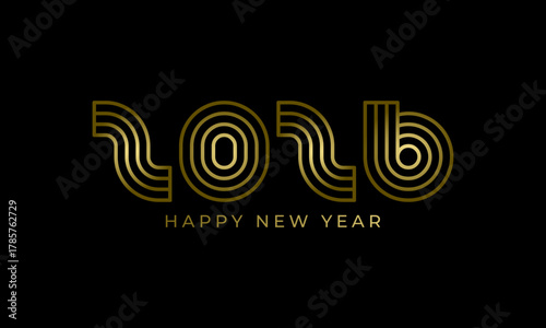 2026 happy new year luxury golden art deco text design, stylish numbers festive celebrations and greeting cards Vector Happy new year 2026 design. 2026 logo text design.