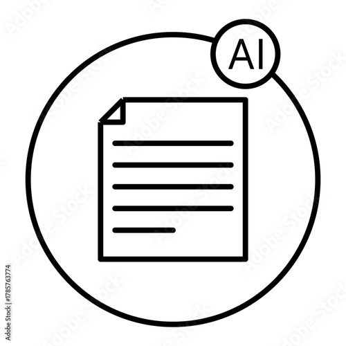 AI text generator line icon with editable stroke