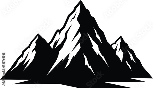 Black and white mountain range vector illustration peak landscape art eps silhouette