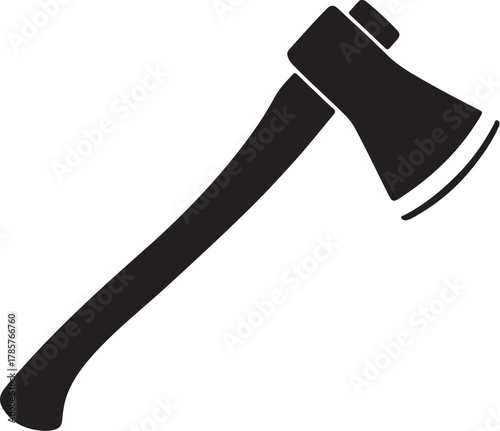 Black Silhouette of an Axe Tool on a White Background hatchet chopping on transparent background