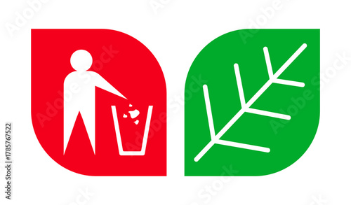 Clean green environment symbol icons on white background, vector illustration