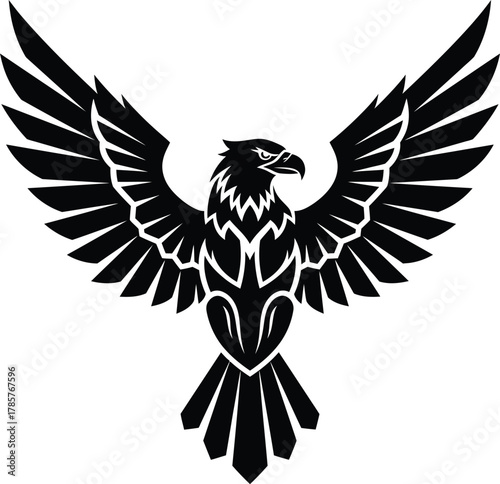 Black eagle vector illustration majestic bird of prey spread wings art eps silhouette