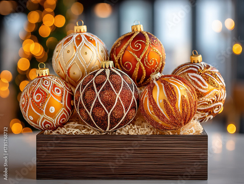 box of Christmas tree balls