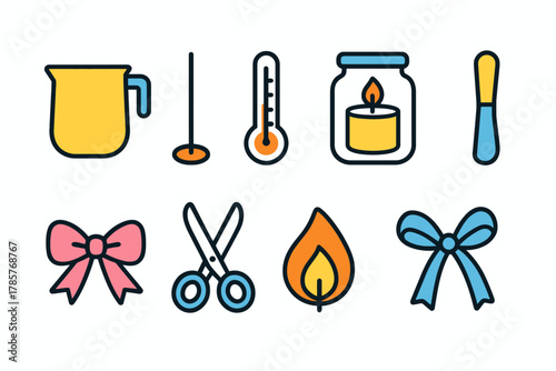 Set of candle-making tools and accessories for creative projects