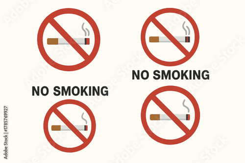 No smoking signs with cigarette symbols in red circles
