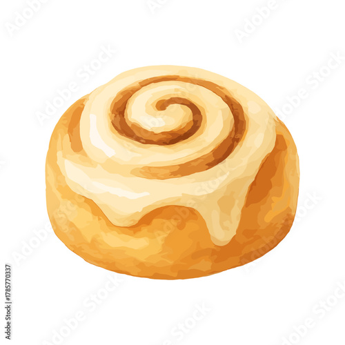 Freshly Baked Cinnamon Roll with Icing, Perfect Pastry for Bakery Menus and Coffee Shops