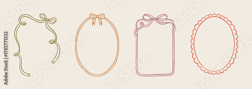Minimalist hand drawn border collection with elegant curves, French swirls, and decorative elements. Great for autumn wedding templates, birthday cards, or romantic invitations.