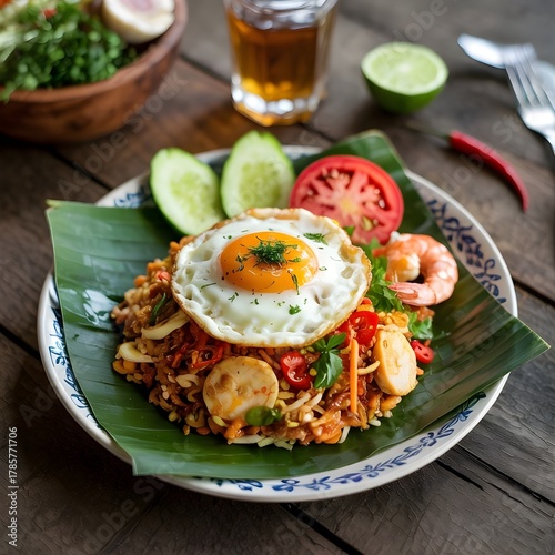 Delicious Asian Street Food – Cinematic 3D Render of Traditional Nasi Goreng Dish