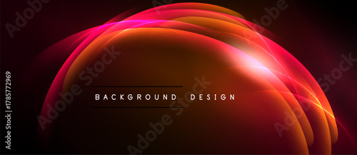Abstract red design. Glowing curves create dynamic visual impact. Dark background emphasizes bright elements, modern aesthetic.