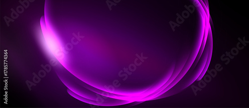 Abstract purple form dominates dark background. Smooth curves create luminous, flowing design. Minimalist, modern aesthetic.