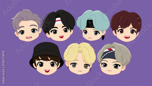 kpop idol cute characters illustration