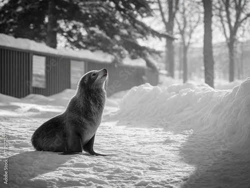 sea lion in the snow