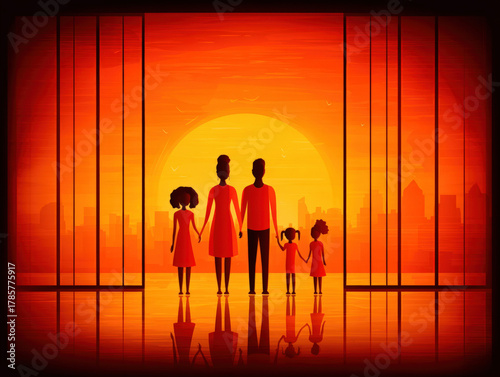 silhouette of family members