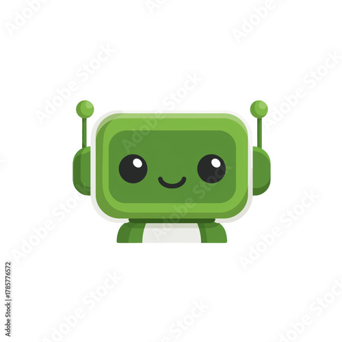 flat 2D icon vector illustrator a friendly robot head